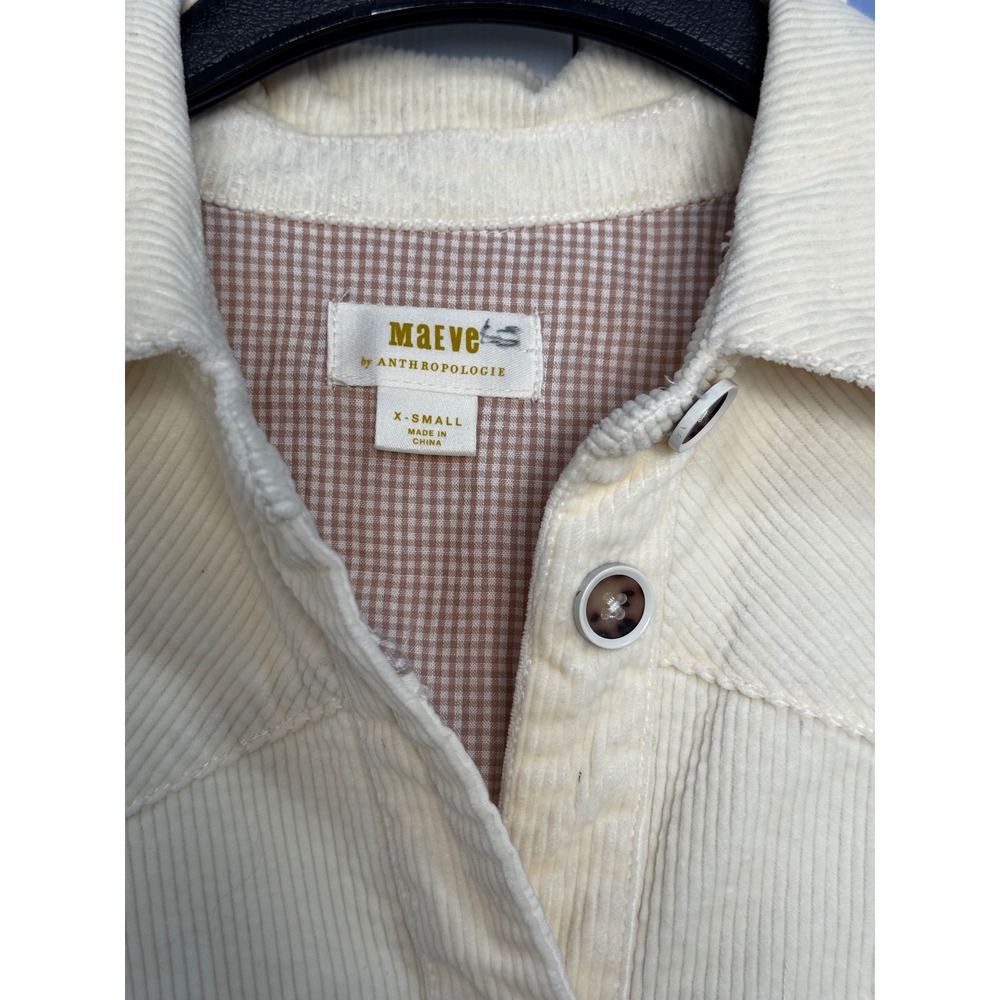 Maeve Anthropologie Cream Yellow Corduroy Shacket Button Down Oversize Jacket XS - Picture 5 of 8